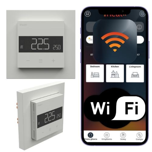 Termostat Heatit WiFi6 White RAL 9003 Wi-Fi Thermostat 3600W 16A