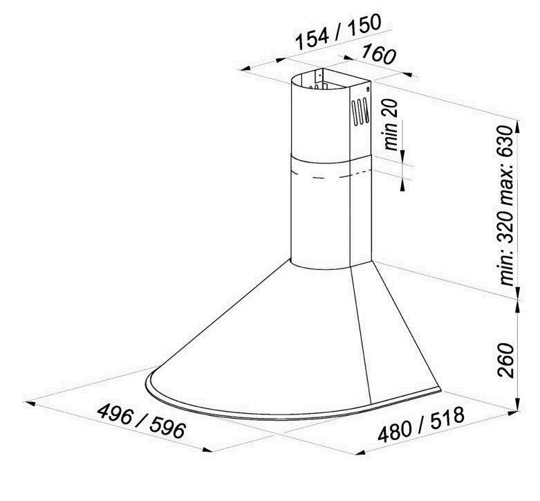Wall-mounted canopy MAAN Mix 3 60 310 m3/h, Black - Afbeelding 3