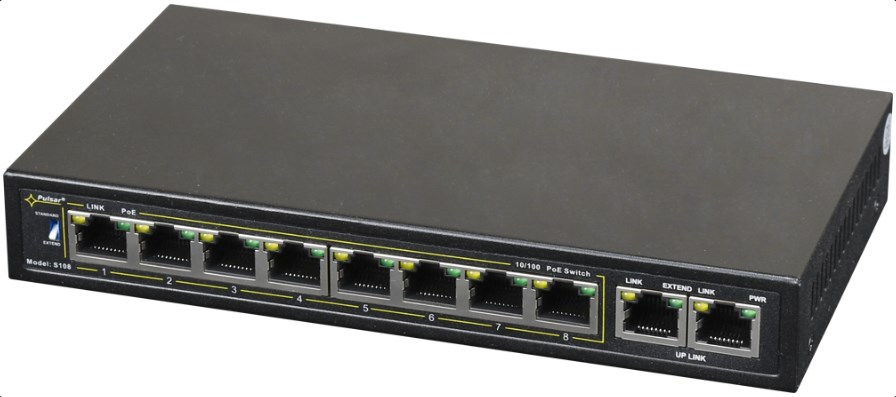 PULSAR S108 network switch Fast Ethernet (10/100) Power over Ethernet (PoE) Black - Afbeelding 3