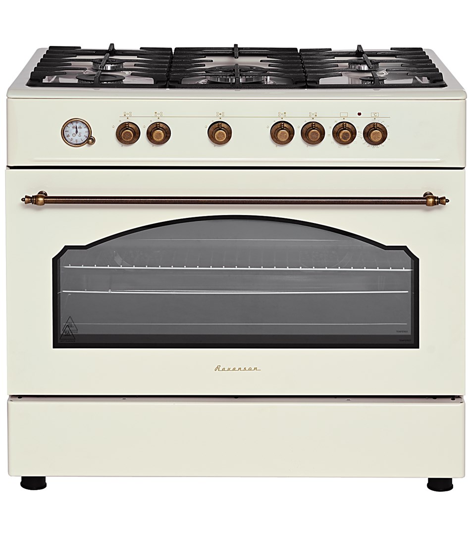 Ravanson Retro KWGE–90ARC gas and electric cooker (cream)