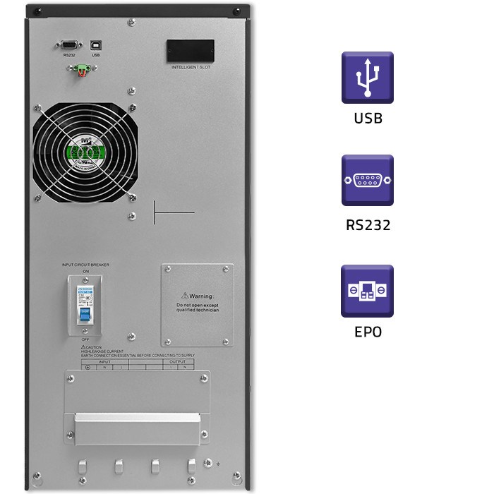 Qoltec 53982 UPS | On-line | Pure Sine Wave | 6kVA | 4.8kW | LCD | USB - Afbeelding 4