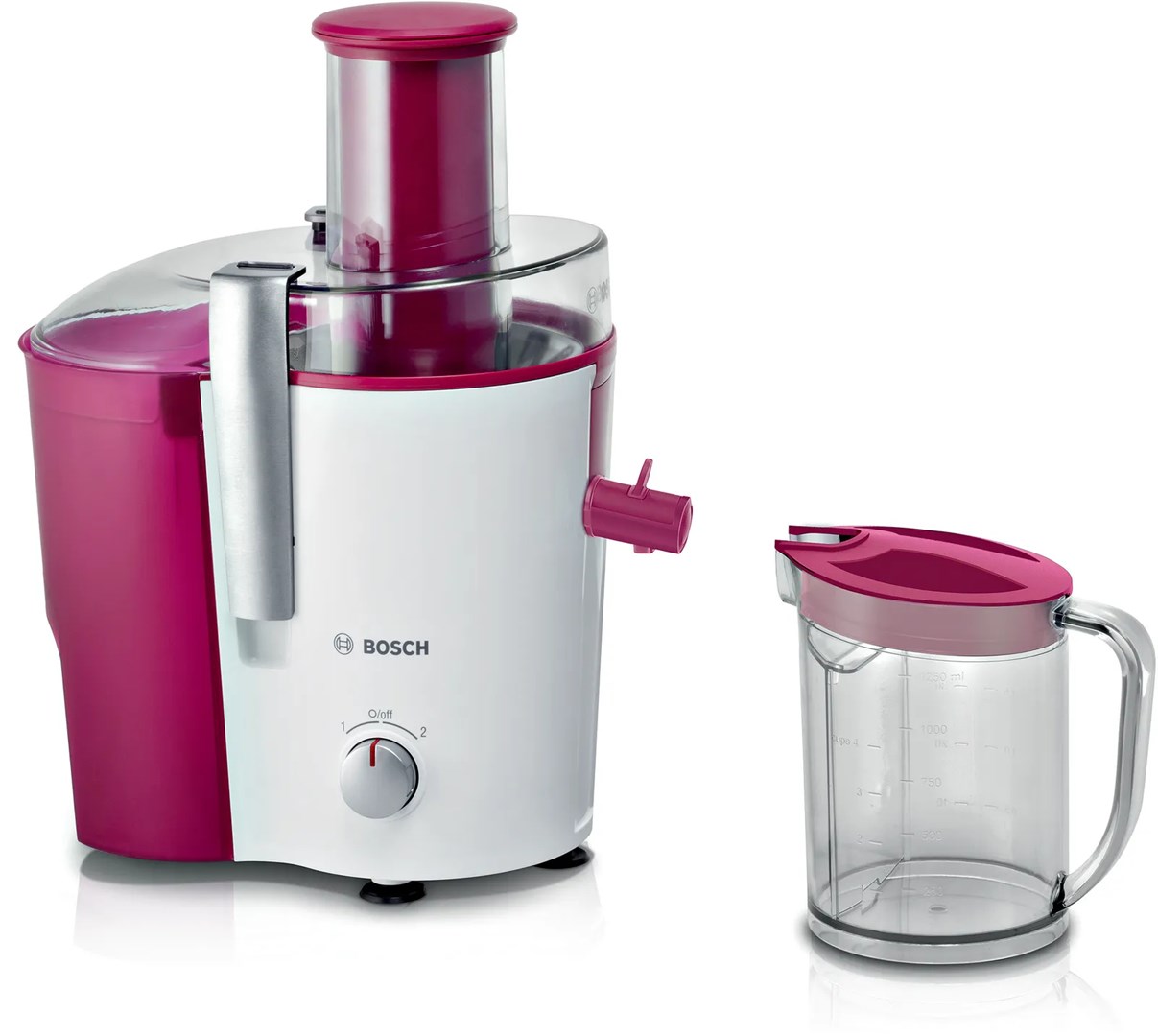 Bosch MES25C0 juice maker Centrifugal juicer 700 W Cherry (fruit), Transparent, White