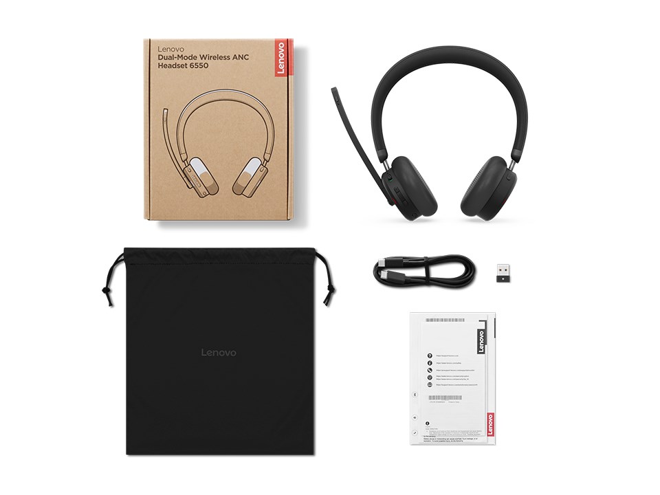 Lenovo ANC Headset 6550 Wireless Head-band Office/Call center USB Type-C Bluetooth Black - Afbeelding 18