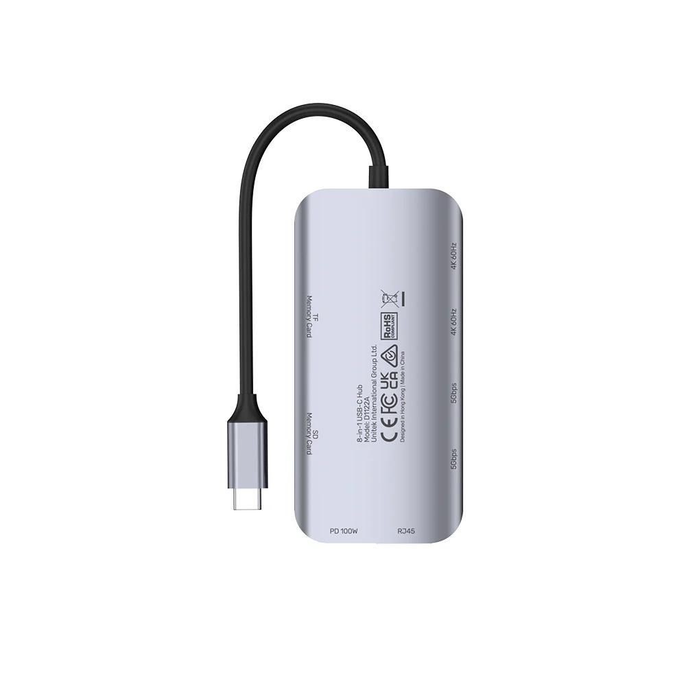 UNITEK ACTIVE HUB USB-C 2X HDMI 4K, RJ45, PD 100W - Afbeelding 4