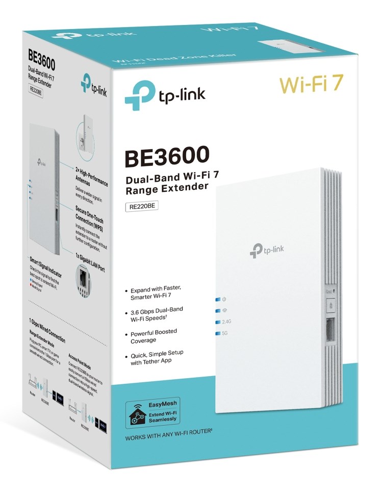 TP-Link RE220BE network extender Network repeater White 1000 Mbit/s - Afbeelding 6