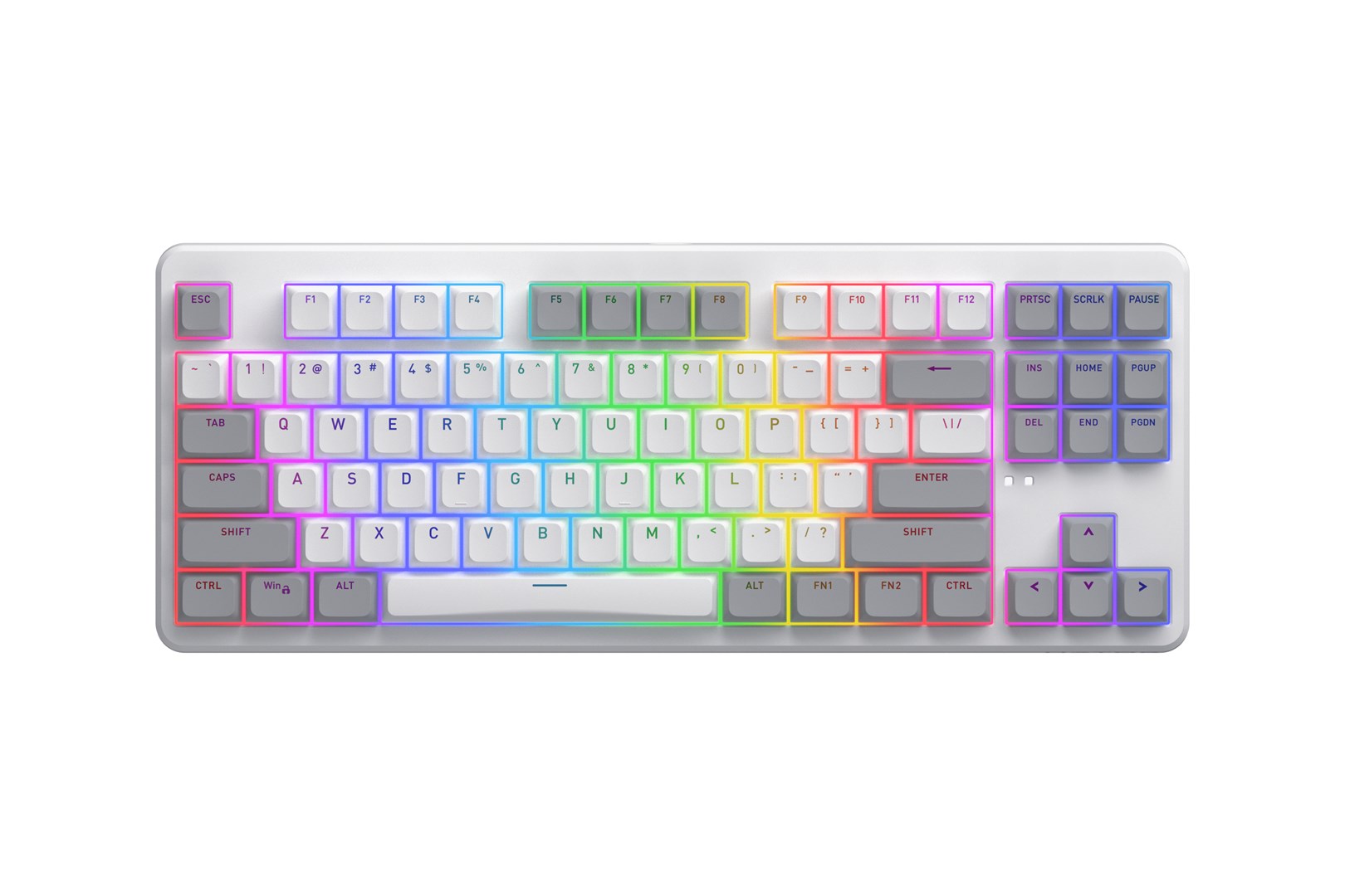 HATOR Rockfall 3 TKL Wireless, white, QMK/VIA, OMA profile white-black keycaps Keyboard - linear mechanical hotswap switches - US - ANSI Layout - Afbeelding 11