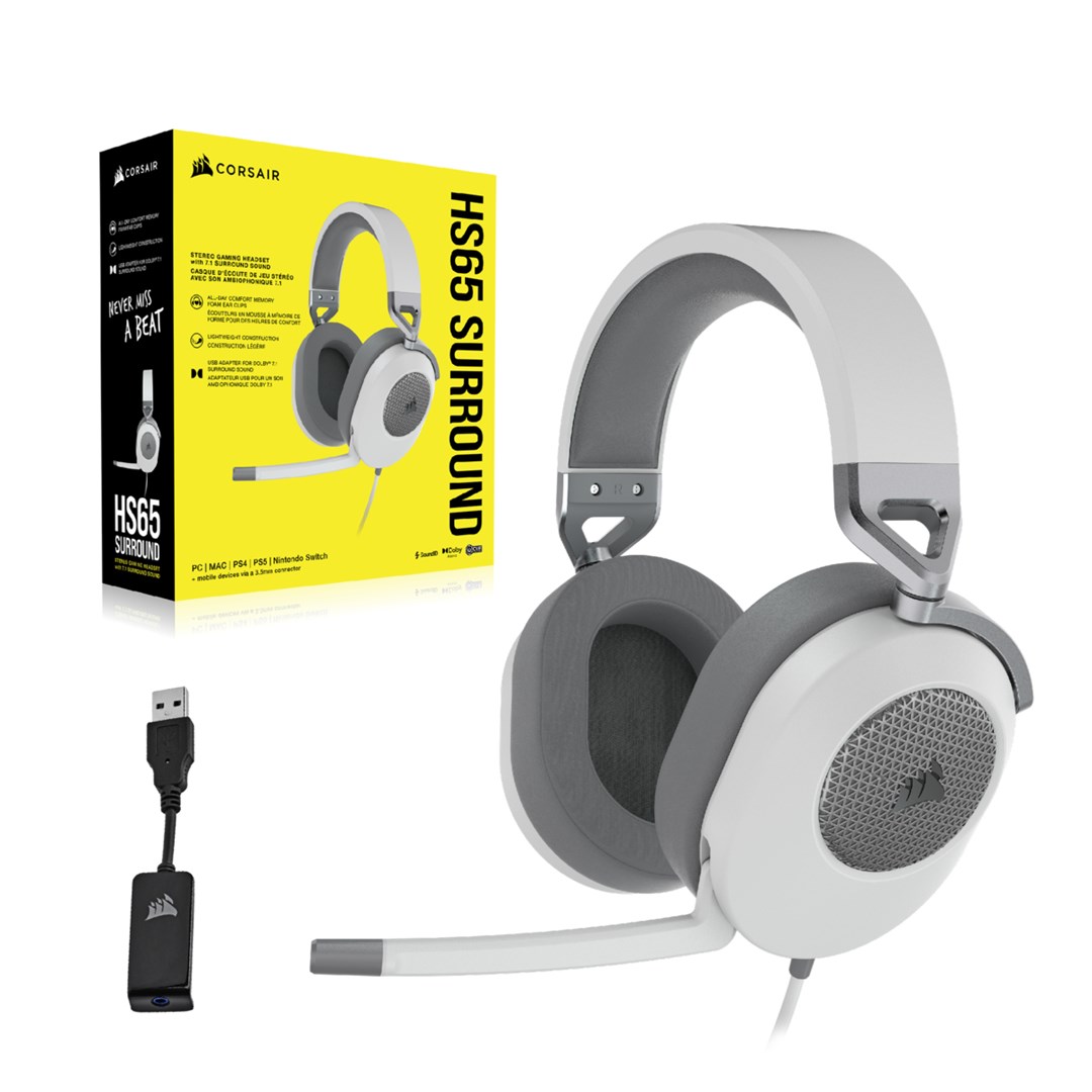 Corsair HS65 SURROUND Headset Wired Handheld Gaming White - Afbeelding 5
