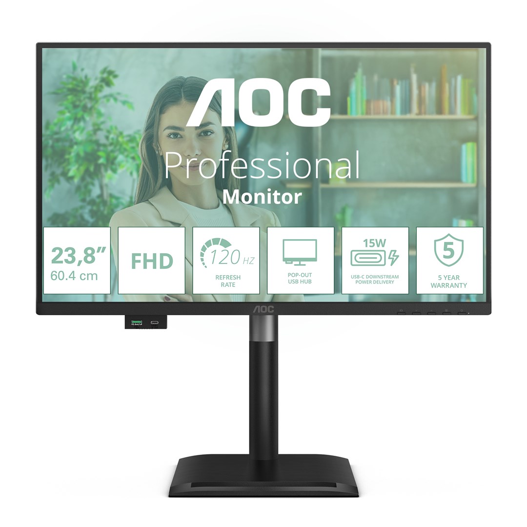 AOC 24P4U computer monitor 60.5 cm (23.8") 1920 x 1080 pixels Full HD Black - Afbeelding 2