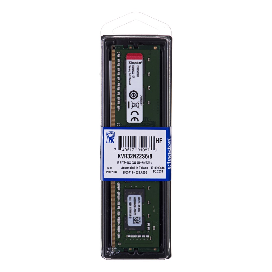 Kingston Technology KVR32N22S6/8 memory module 8 GB 1 x 8 GB DDR4 3200 MHz - Afbeelding 2