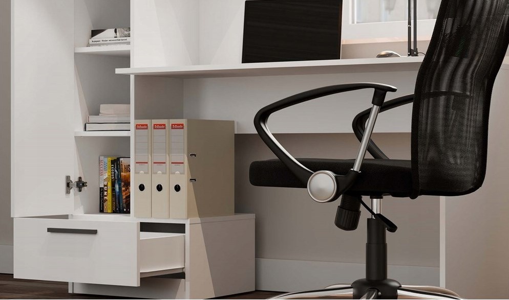 Cosmo Desk + Bookcase Set, White - Afbeelding 9