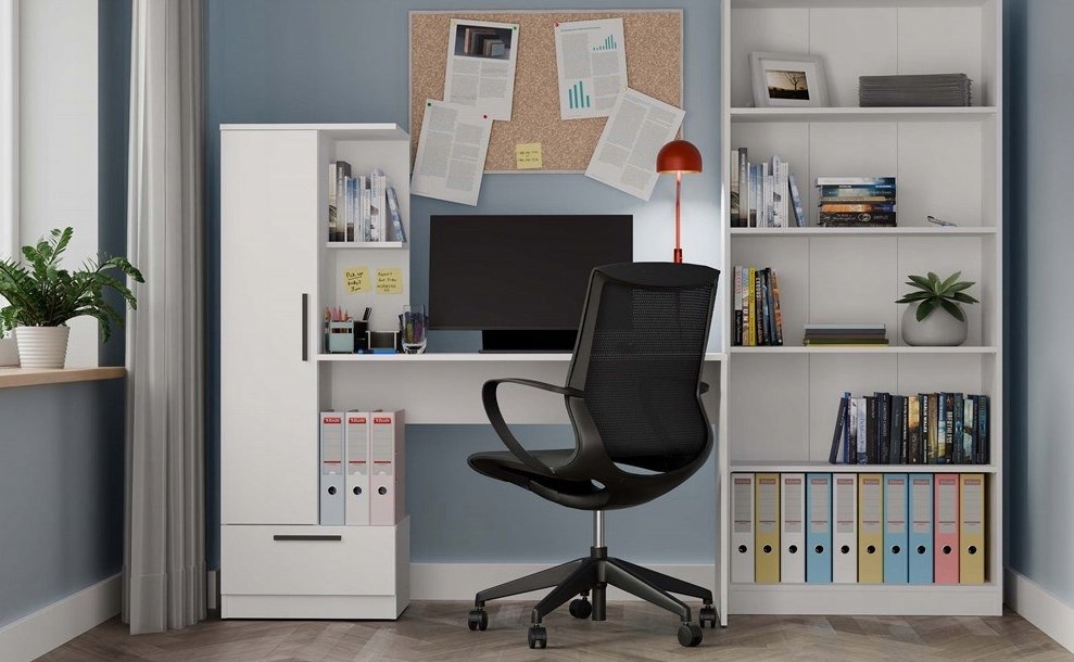Cosmo Desk + Bookcase Set, White - Afbeelding 10