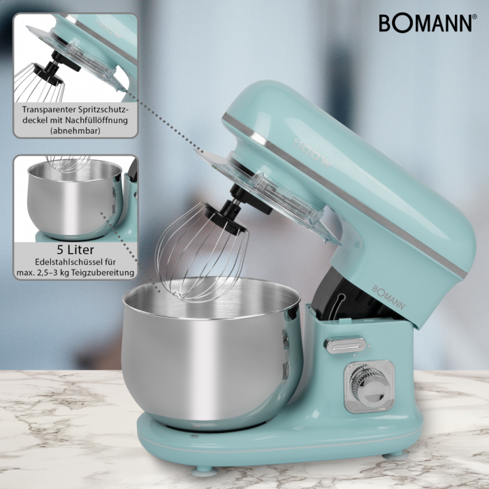 Bomann KM 6030 CB food processor 1100 W 5 L Mint colour - Afbeelding 9