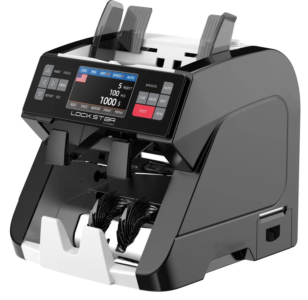 Extralink LOCKSTAR PROFESJONALNA LICZARKA NOMINALOWA Voor BANKNOTÓW UV, IR, MG, CIS X-1000 Banknote counting machine Black