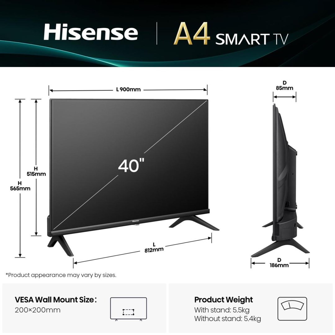 Hisense 40A4Q 101.6 cm (40") Full HD Smart TV Wi-Fi Black 200 cd/m² - Afbeelding 3