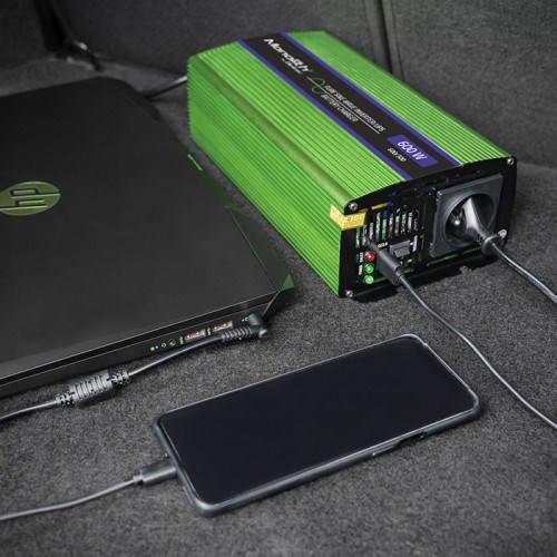 Qoltec Monolith power adapter/inverter Auto 600 W Green - Afbeelding 4