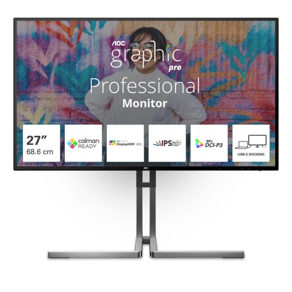 AOC U3 U27U3CV computer monitor 68.6 cm (27") 3840 x 2160 pixels 4K Ultra HD LCD Black