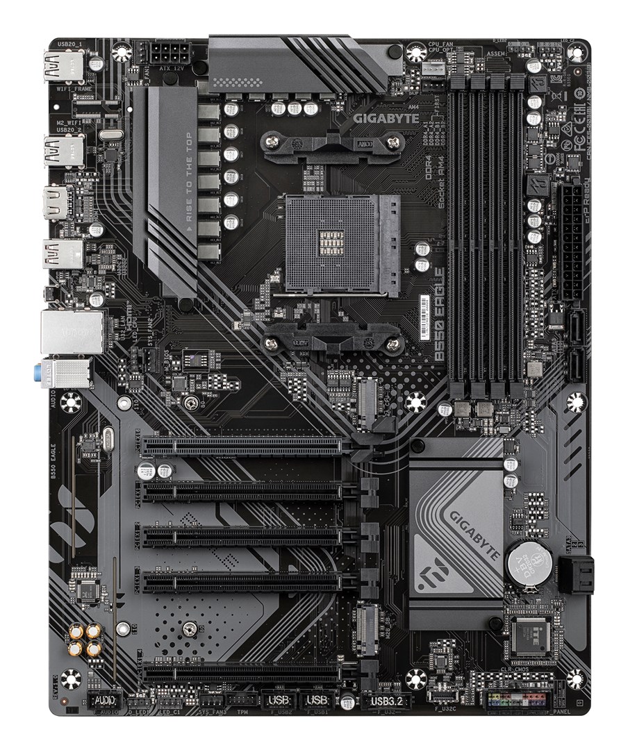 GIGABYTE B550 EAGLE Motherboard - AMD Ryzen 5000 G-Series CPUs, 10+3+1 Phases VRM, up to 3200MHz DDR4, 1xPCIe 4.0 + 1xPCIe 3.0 M.2, 1GbE LAN, USB 3.2 Gen 2 - Afbeelding 6
