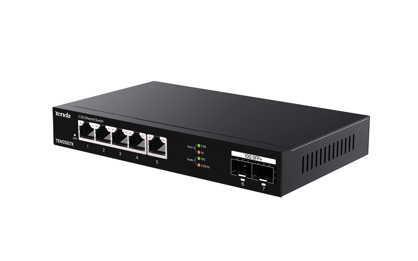 Tenda TEM2007X network switch 2.5G Ethernet (100/1000/2500) Desktop Black - Afbeelding 4