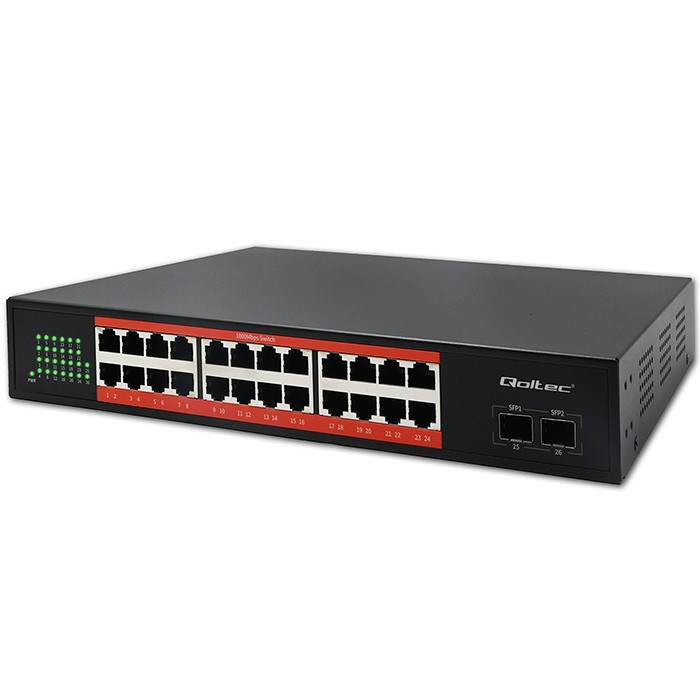 Qoltec Schakelaar sieciowy SWITCH Gigabit Ethernet | 24x RJ45 | 2x SFP | 1000 Mb/s - Afbeelding 10