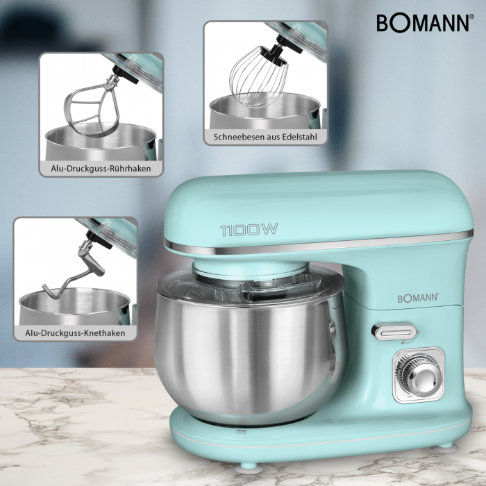 Bomann KM 6030 CB food processor 1100 W 5 L Mint colour - Afbeelding 3