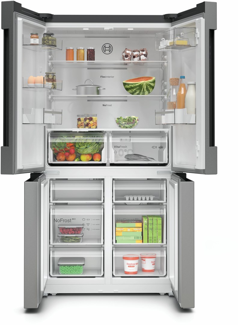 Bosch Serie 4 KFN96VPEA side-by-side refrigerator Freestanding 605 L E Stainless steel - Afbeelding 2