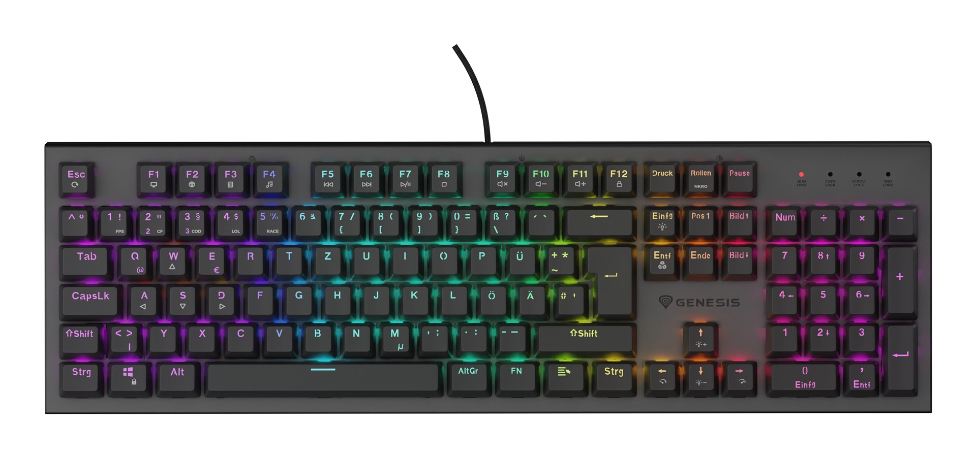 GENESIS Thor 303 keyboard Gaming USB QWERTZ German Black - Afbeelding 15