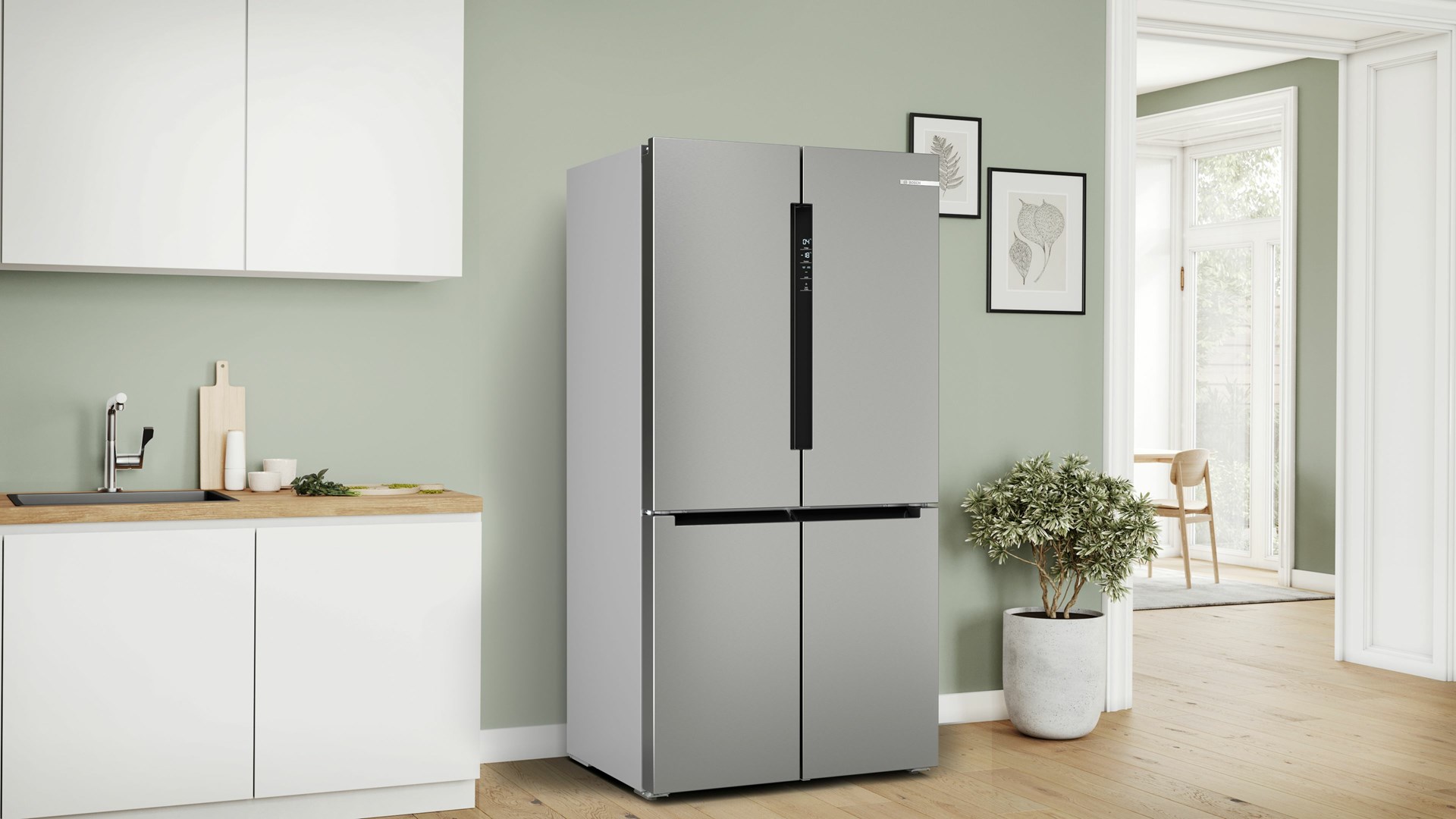 Bosch Serie 4 KFN96VPEA side-by-side refrigerator Freestanding 605 L E Stainless steel - Afbeelding 8
