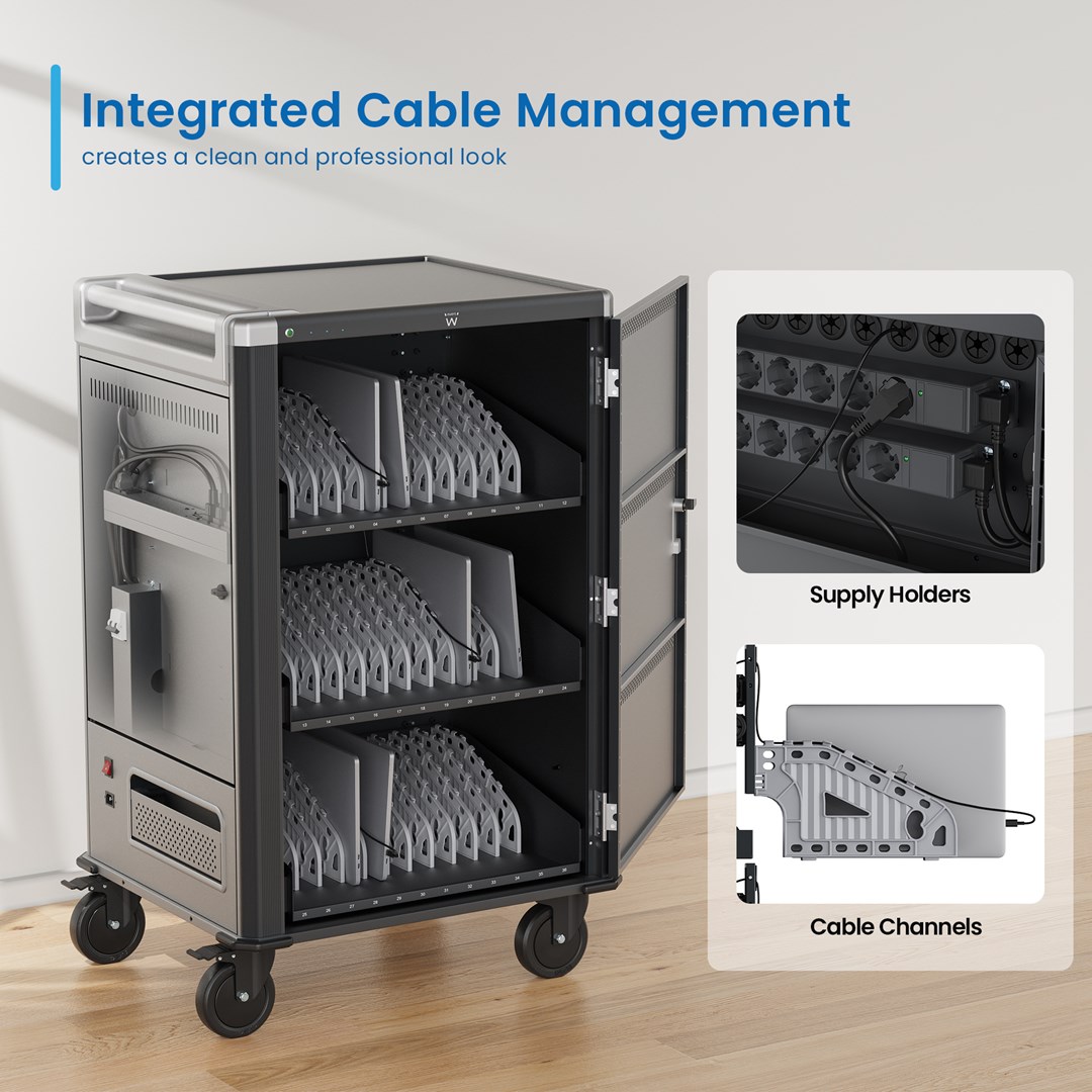 Ewent EW1701 portable device management cart/cabinet Portable device management cabinet Black, Grey - Afbeelding 6