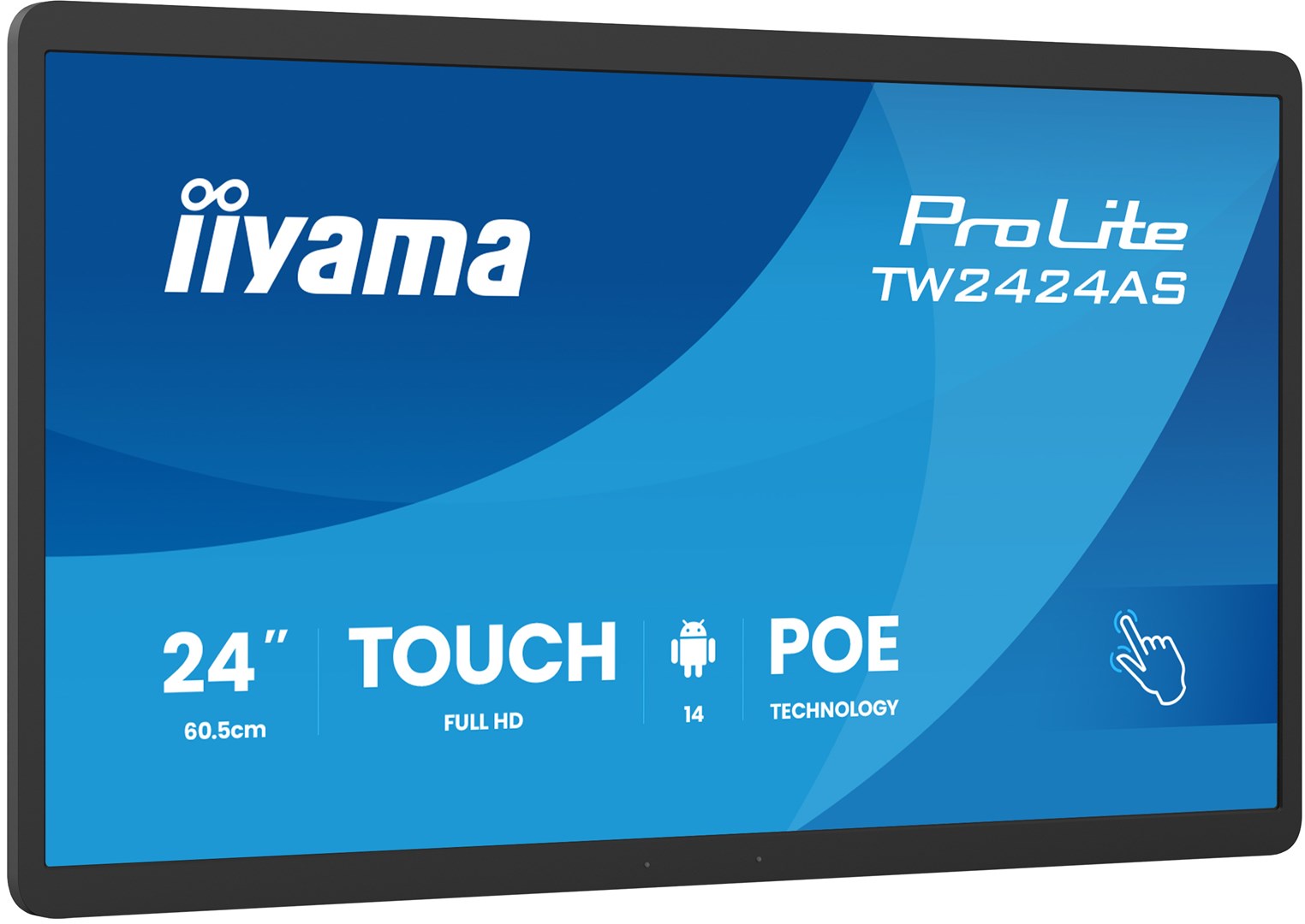 iiyama TW2424AS-B3P Signage Display Interactive flat panel 60.5 cm (23.8") Wi-Fi 450 cd/m² Full HD Black Touchscreen Built-in processor Android 24/7