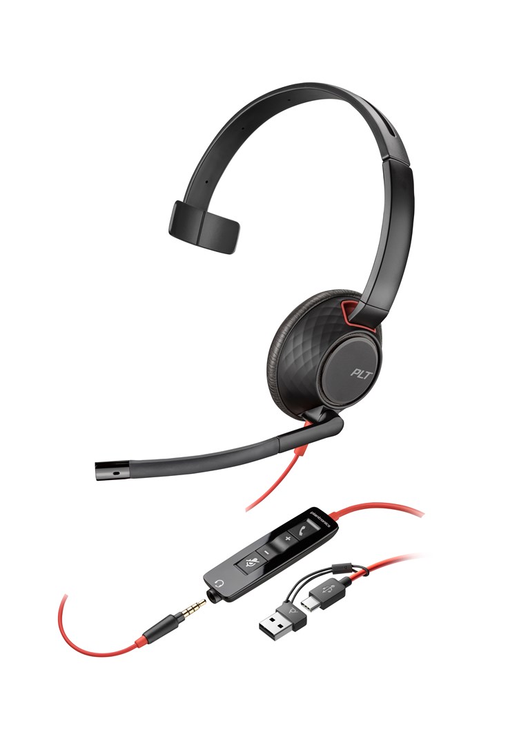 HP Poly Blackwire 5210 Monaural USB-C Headset +3.5mm Plug +USB-C/A Adapter - Afbeelding 19