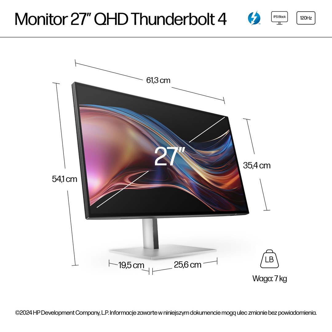HP Series 7 Pro 27 inch QHD Thunderbolt 4 Monitor - 727pu - Afbeelding 8