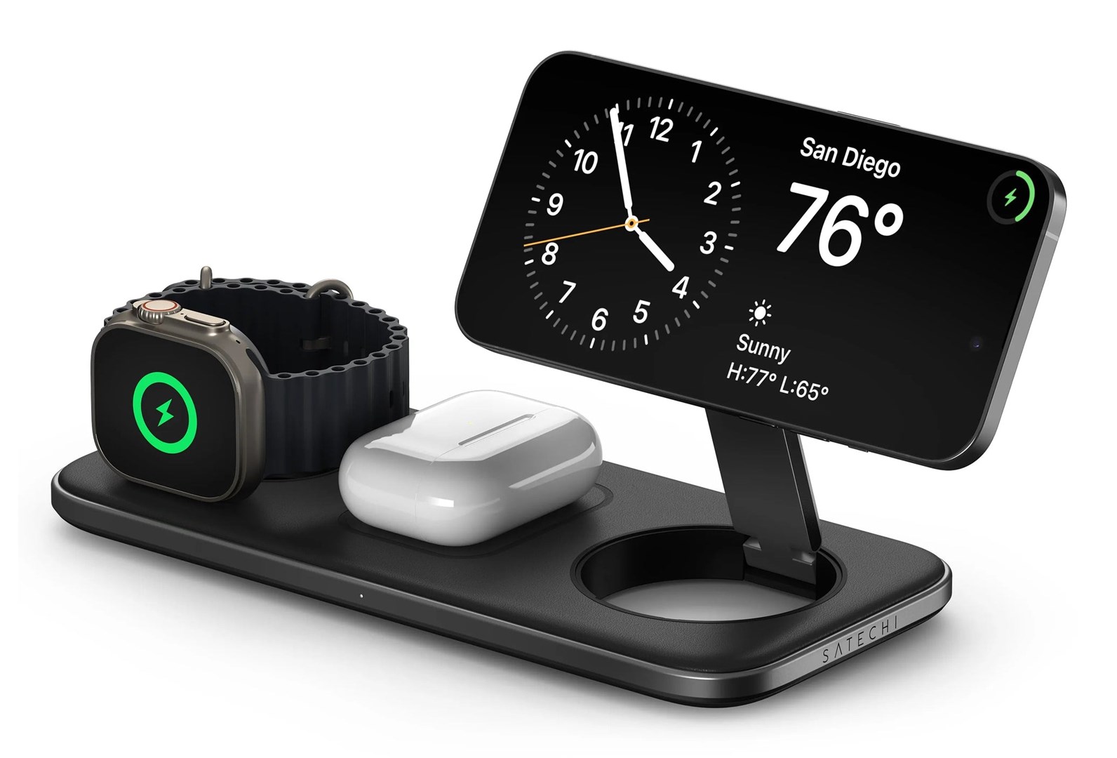 Satechi Qi2 Trio Smartwatch, Headphones, Smartphone Grey USB Wireless charging Indoor - Afbeelding 4