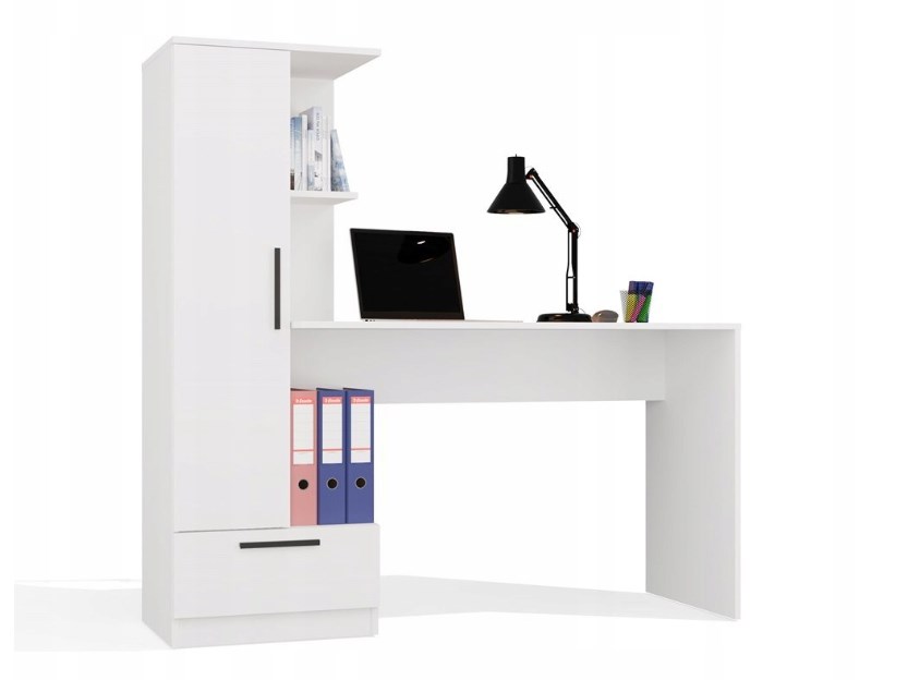 Cosmo Desk + Bookcase Set, White - Afbeelding 4