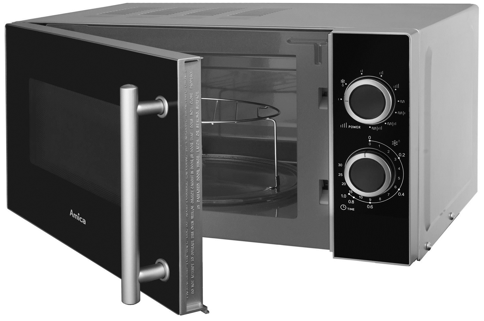 Amica AMGF20M1GS microwave Countertop Grill microwave 20 L 700 W Black, Silver - Afbeelding 3