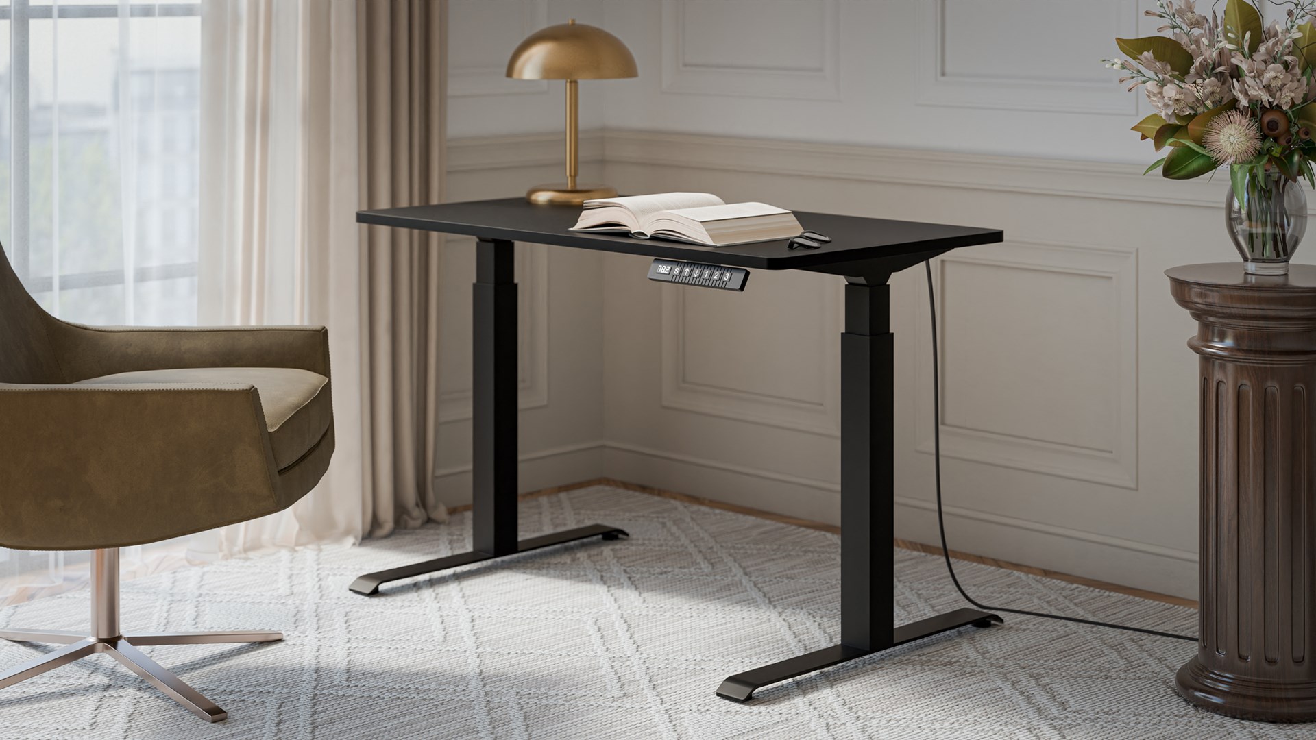 Desk with electric height adjustment MOON 121x67x72-120 black - Afbeelding 3