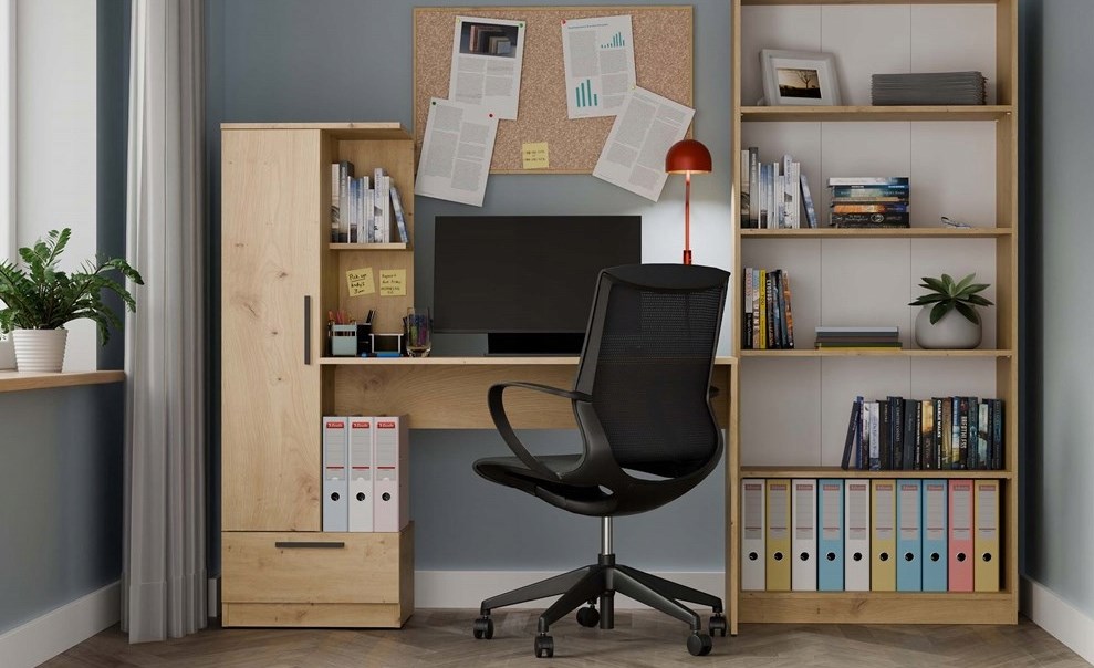 COSMO Oak Artisan Desk + Bookcase Set - Afbeelding 7
