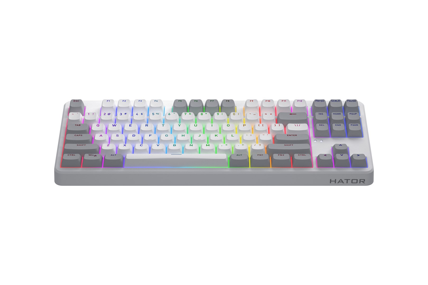 HATOR Rockfall 3 TKL Wireless, white, QMK/VIA, OMA profile white-black keycaps Keyboard - linear mechanical hotswap switches - US - ANSI Layout - Afbeelding 12