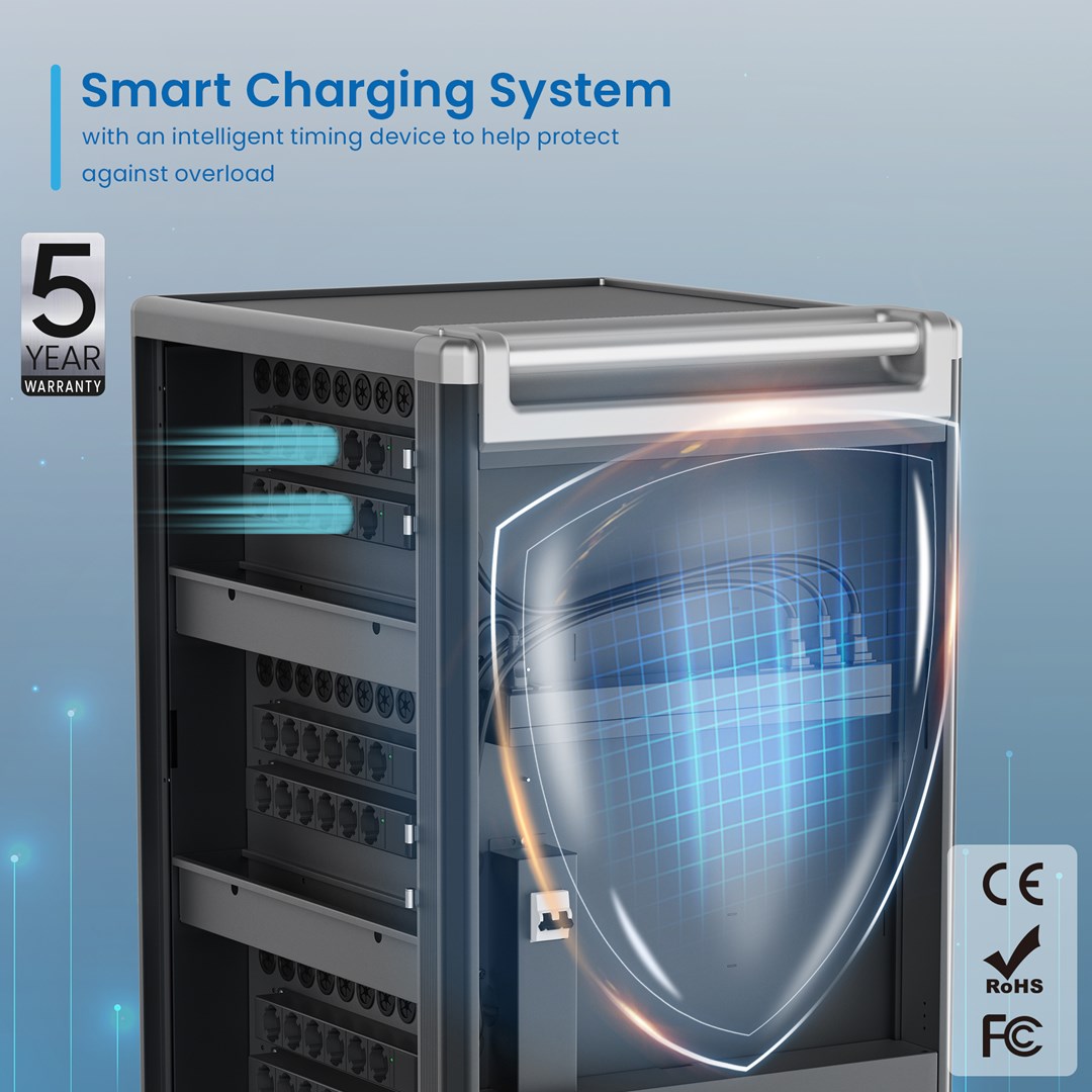 Ewent EW1701 portable device management cart/cabinet Portable device management cabinet Black, Grey - Afbeelding 4