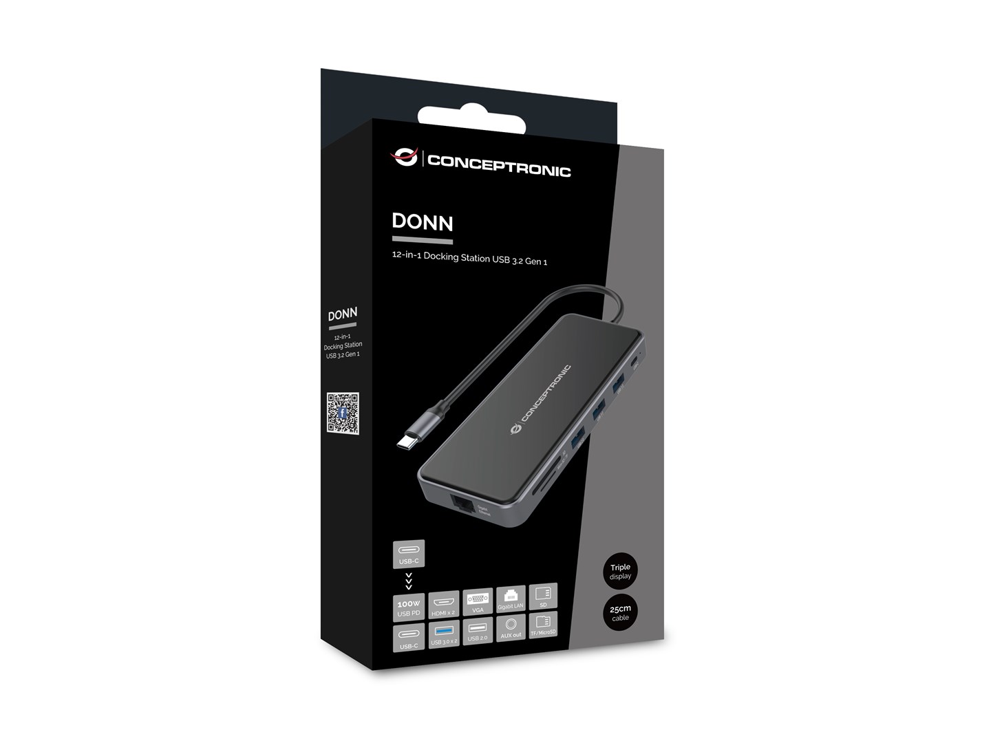Conceptronic DONN15G laptop dock/port replicator Wired USB 3.2 Gen 1 (3.1 Gen 1) Type-C Grey - Afbeelding 13