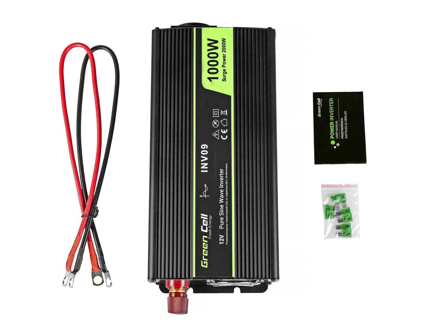 Green Cell INV09 power adapter/inverter Auto 1000 W Black - Afbeelding 5