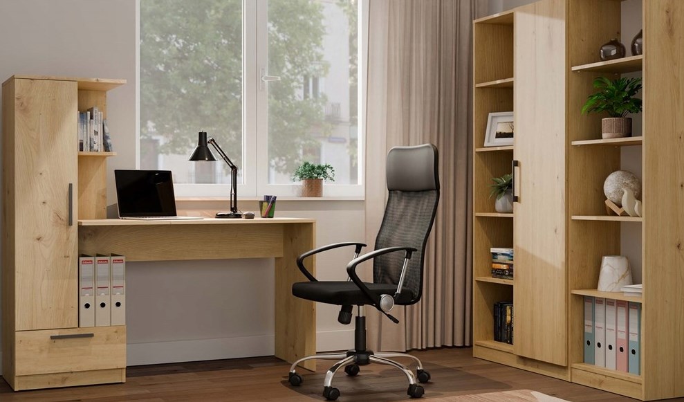 COSMO Oak Artisan Desk + Bookcase Set - Afbeelding 9