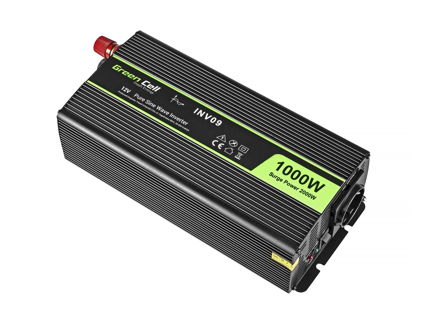 Green Cell INV09 power adapter/inverter Auto 1000 W Black - Afbeelding 2