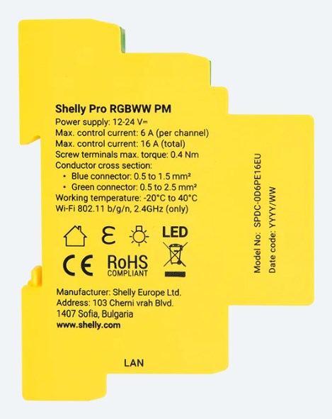 Shelly Pro RGBWW PM Wireless Yellow - Afbeelding 3