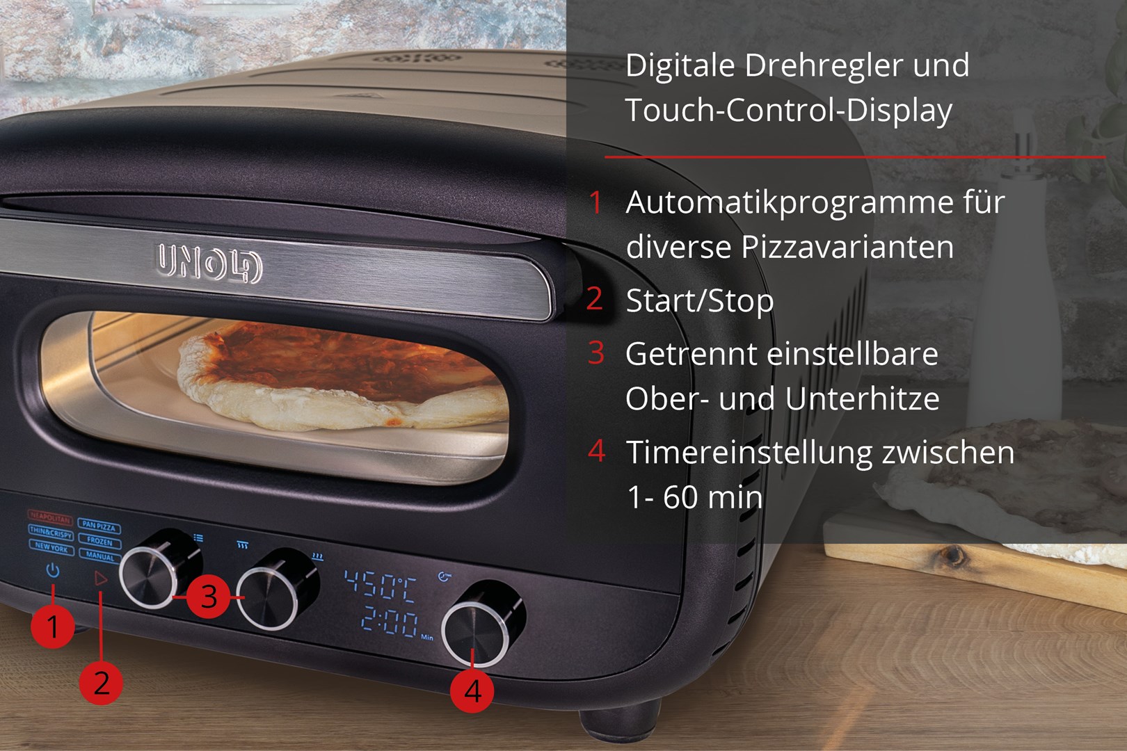 Unold 68805 pizza maker/oven 1 pizza(s) 1700 W Black - Afbeelding 4