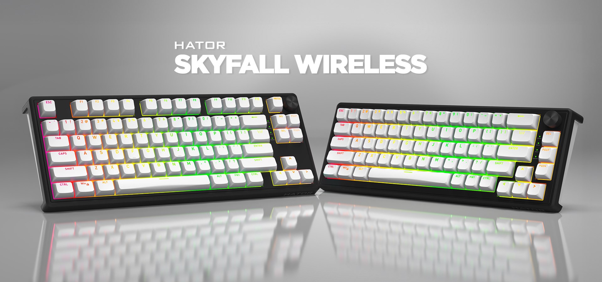 HATOR Skyfall Wireless 65 keyboard Gaming USB + RF Wireless + Bluetooth QWERTY US English Black, White - Afbeelding 17