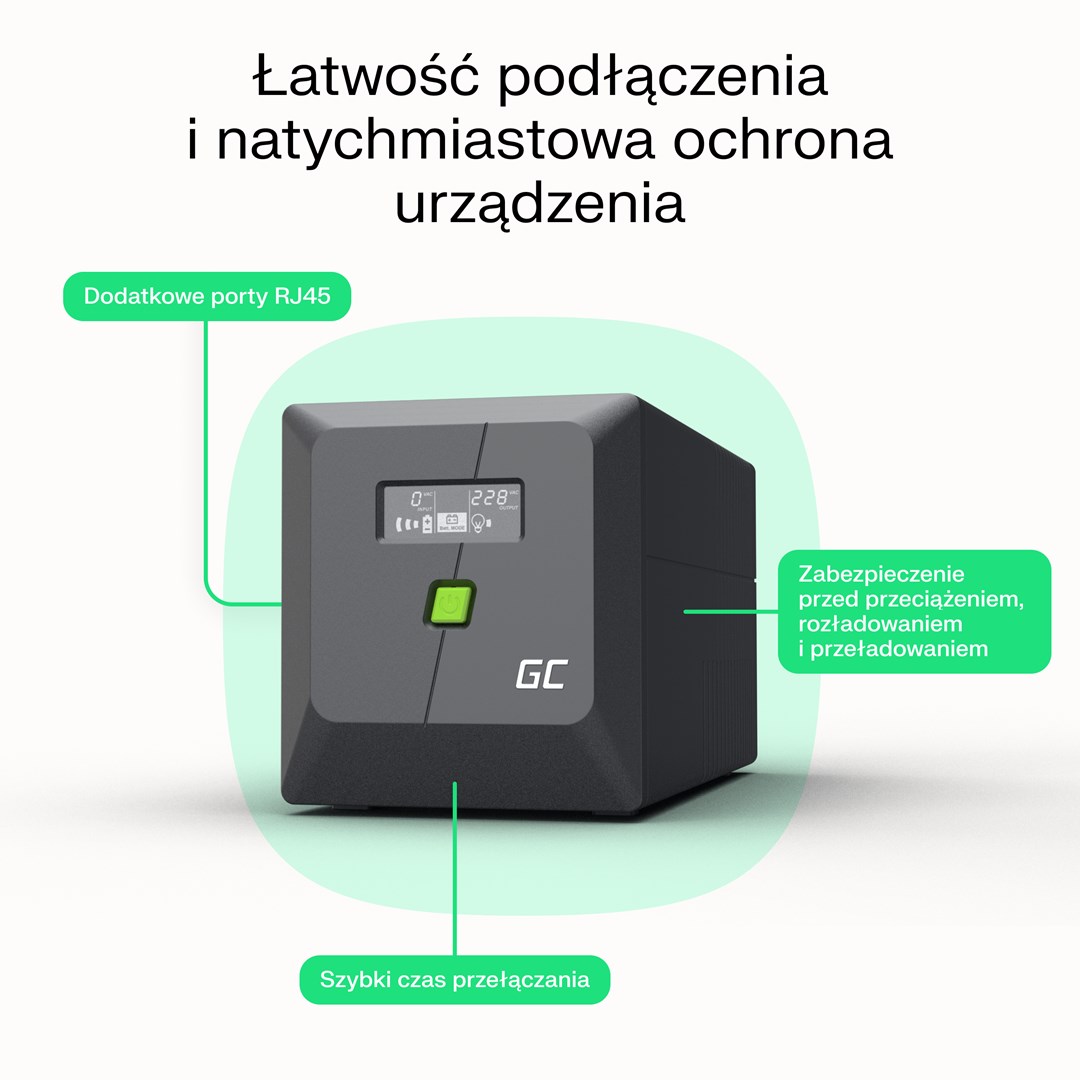 Green Cell uninterruptible power supply (UPS) Line-Interactive 0.75 kVA 480 W 4 AC outlet(s) - Afbeelding 8
