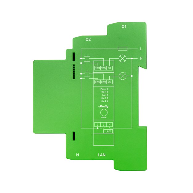 Shelly Pro Dimmer 2PM Built-in Blue, Green, Grey - Afbeelding 3