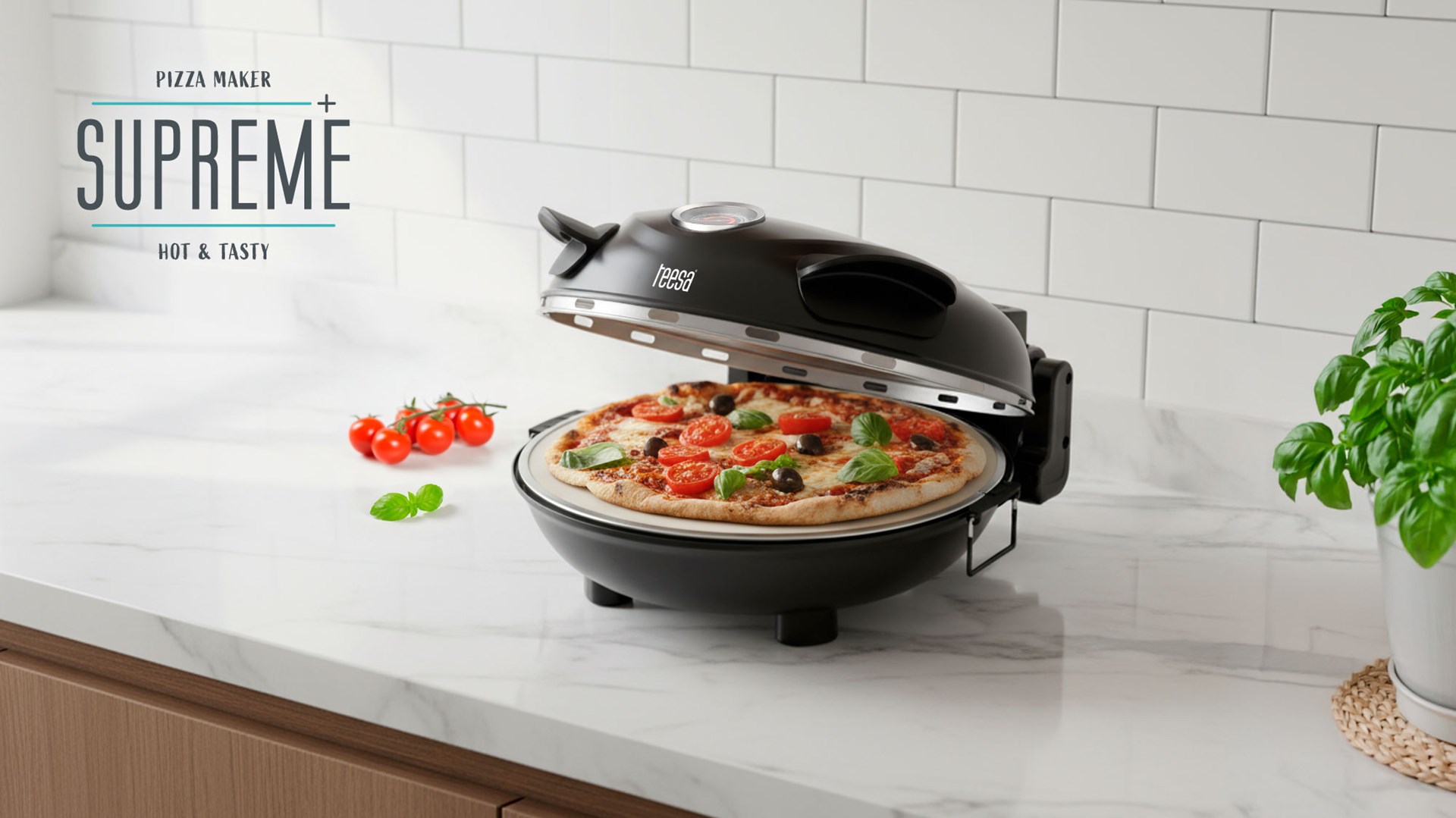 TEESA SUPREME pizza oven, 1200 W, 32 cm, window, removable stone - Afbeelding 10