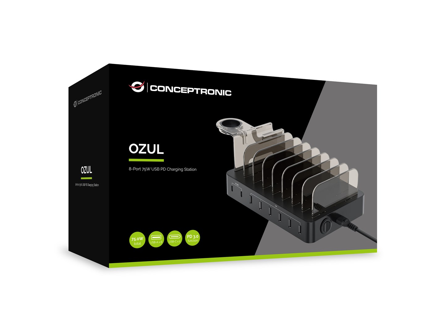 Conceptronic OZUL 8-Port 75W USB PD Charging Station - Afbeelding 9