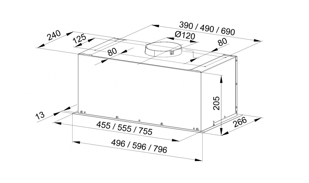 Cabinet-mounted ventilation hood MAAN Fiugi 2 60 310 m3/h, Satin - Afbeelding 2